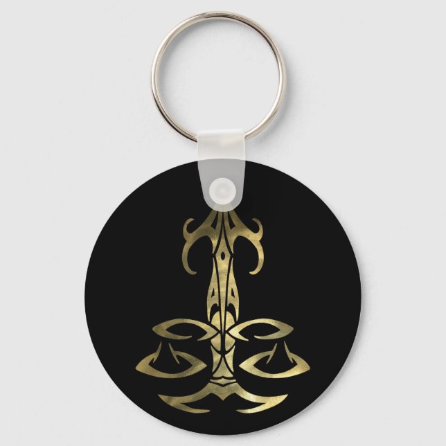 Gold Libra Scales Schlüsselanhänger (Vorderseite)