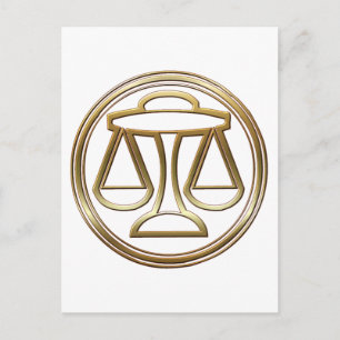 Gold Libra Zodiac Scales Astrologie Zeichen Postkarte