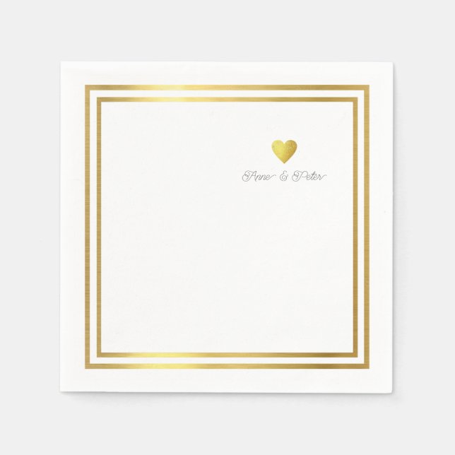 Gold Liebe Heart Custom Napkins Serviette (Vorderseite)