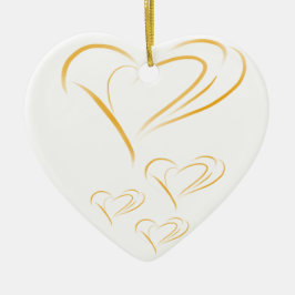Gold Liebe Hearts Keramik Ornament