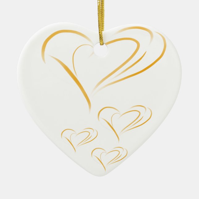 Gold Liebe Hearts Keramik Ornament (Vorne)