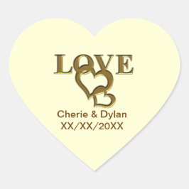 Gold Liebe Hearts Wedding Couple Heart Stickers