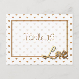 Gold Liebe Hearts Wedding Tischnummer Card