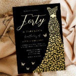 Gold Liebe Herzkleid Schwarz 40. Geburtstag Party Folieneinladung<br><div class="desc">Gold Liebe Herzkleid Schwarz 40. Geburtstag Party Foil Einladung Weitere Einladungen in unserem Nest und Nest Store</div>