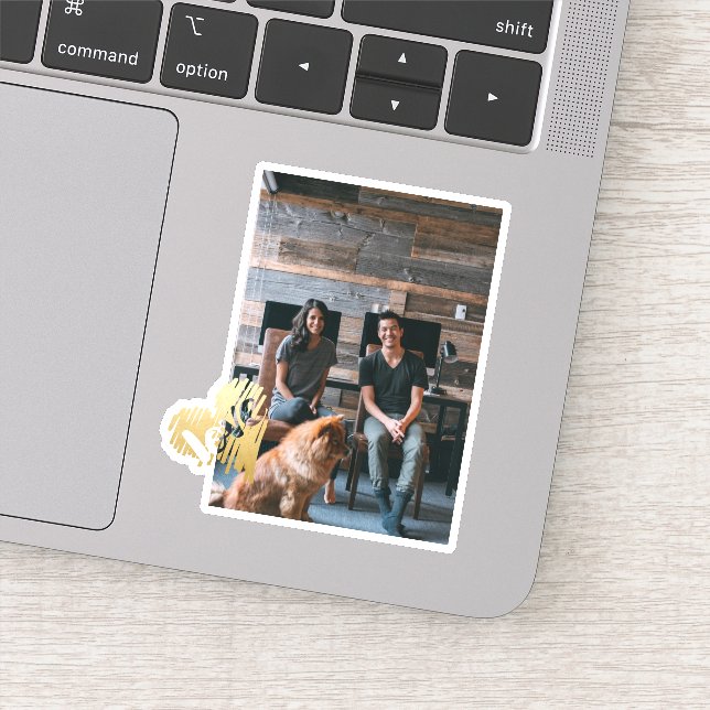 Gold Liebe Herzstück Foto Personalisiert Aufkleber (Detail)