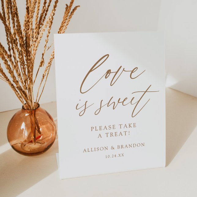 Gold Liebe ist süß Bitte nehmen Sie eine Leckerei Sockelschild (Von Creator hochgeladen)