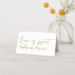 Gold Liebe ist Sweet Nehmen Sie eine Leckerei Scri Platzkarte