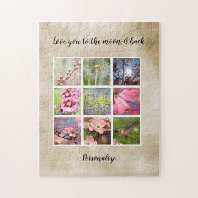 Gold Liebe Personalisierte FotoCollage Puzzle (Vertikal)