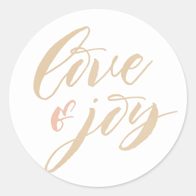 Gold Liebe und Joy Round Sticker (Vorderseite)