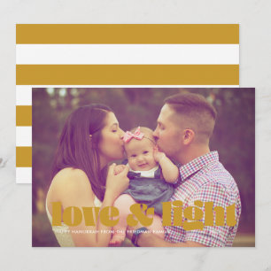Gold Liebe und Light Single Foto Hanukkah Card Feiertagskarte