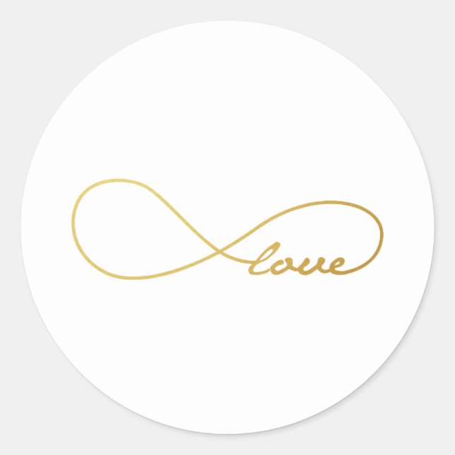 Gold Liebe Unendliche Hochzeitsticker Runder Aufkleber (Vorderseite)