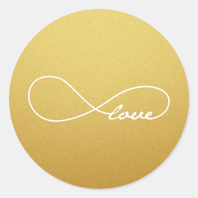 Gold Liebe Unendliche Hochzeitsticker Runder Aufkleber (Vorderseite)