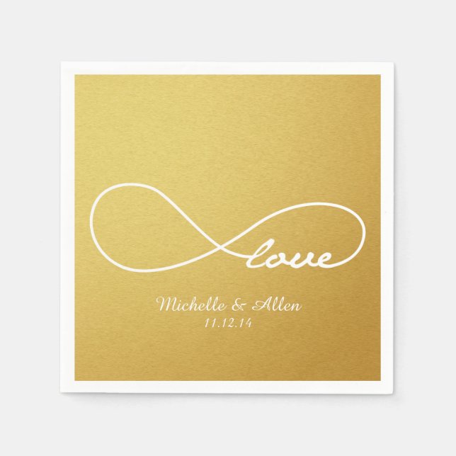 Gold Liebe Unendlichkeit Hochzeitspapier Napkins S Serviette (Vorderseite)