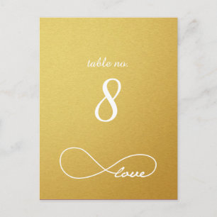 Gold Liebe Unfinity Wedding Tischnummer Cards