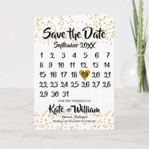Gold Liebesherz-Kalender Datum speichern Ankündigung