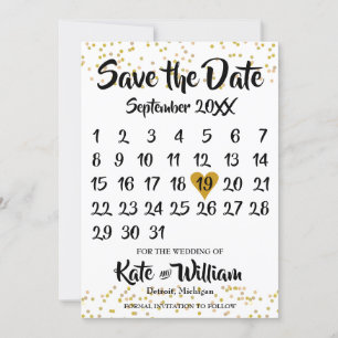 Gold Liebesherz Kalender Datum speichern Save The Date