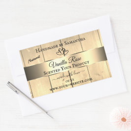 Gold Light Brown Wood Grain Product Labels Herz Rechteckiger Aufkleber