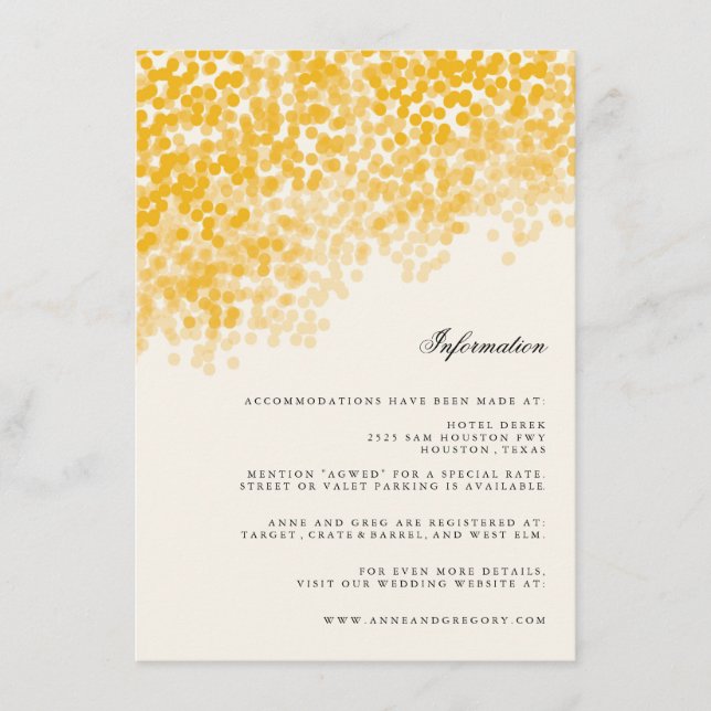 Gold Light Duwer Wedding Information Card Begleitkarte (Vorderseite)