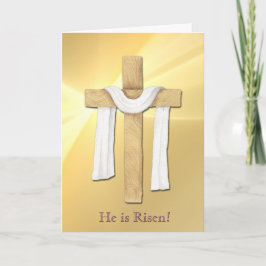 Gold Light Wood Cross Oaster Card