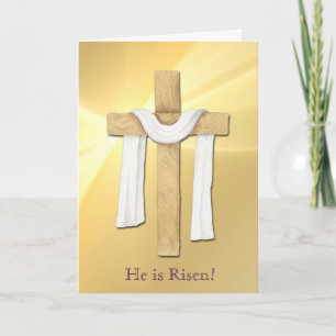 Gold Light Wood Cross Oaster Card