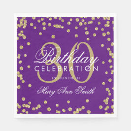 Gold Lila 30. Geburtstag Glitzer Confetti Serviette
