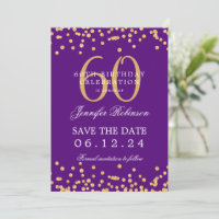 Gold Lila 60. Geburtstag Save the Date Details