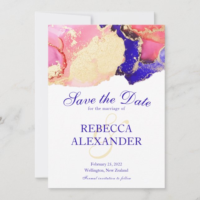 Gold Lila Agate Wedding Save The Date (Vorderseite)
