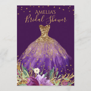 Gold Lila Amethyst Dress Brautparty laden Einladung