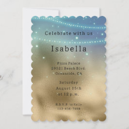 Gold Lila Aqua Sparkle Glitzy Mermaid Geburtstag Einladung