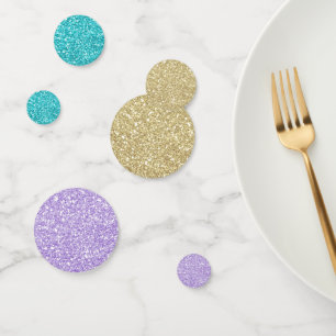 Gold Lila & Aquablau Glitter Funkeln Konfetti