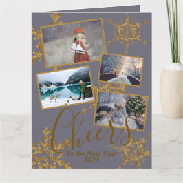 Gold Lila Beifall für das Snowflake-Foto zum Neuja Karte