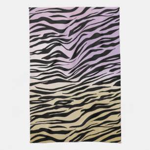 Gold Lila Black Zebra Print Aquarell Ombre Geschirrtuch