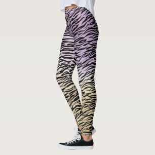 Gold Lila Black Zebra Print Aquarell Ombre Leggings