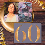 Gold Lila Blue Hydrangeas 60. Geburtstag Foto Einladung<br><div class="desc">Elegant Gold Lila Blue Hydrangeas 60. Geburtstag Foto Einladung hat einen schönen Hintergrund von rosa lila blauen Hydrangeas. Sie können die Vorlage personalisieren, indem Sie "Personalisieren Sie diese Vorlage" auswählen oder wenn Sie gewollt haben, dieses Design noch weiter anzupassen, wählen Sie bitte "Bearbeiten mit dem Entwurfswerkzeug". Wenn Sie passende Artikel...</div>