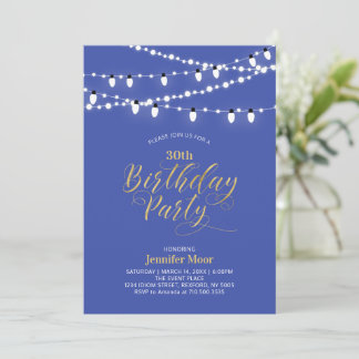 Gold Lila Blue Modern 40. Adult Birthday Party Einladung