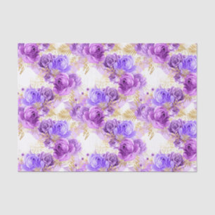 Gold lila Blumenmuster Rose Party Gewebe Seidenpapier