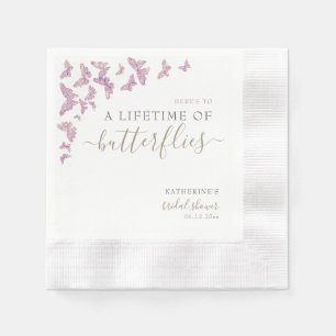 Gold Lila Butterfly Boho Brautparty Custom Serviette
