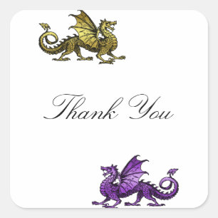 Gold Lila Dragon Danke Stickers