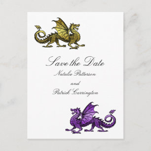 Gold Lila Dragon Save the Date Postkarte