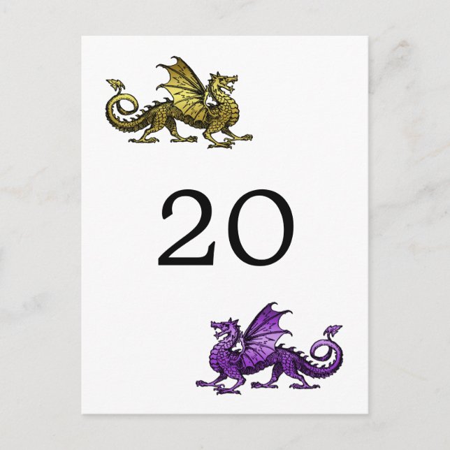 Gold Lila Dragon Tischnummer Postcard (Vorderseite)