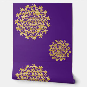 Gold lila Floral Abstrakt Mandala Wallpaper Tapete