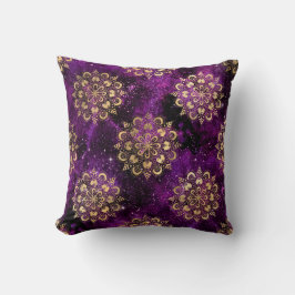 Gold & Lila Galaxy Dharma Mandala Muster Kissen