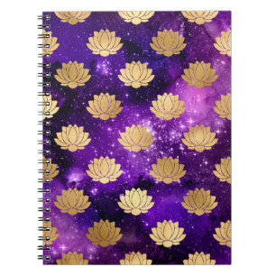 Gold & Lila Galaxy Dharma Mandala Muster Notizblock