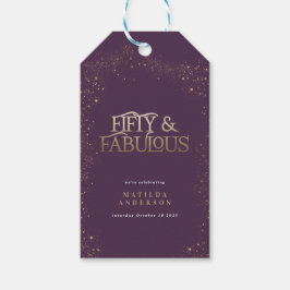 Gold lila Glitzer 50 und fabelhafte Geburtstagspar Geschenkanhänger