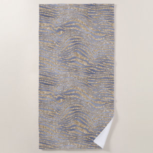 Gold Lila Luxe Glitzer Zebra Strandtuch
