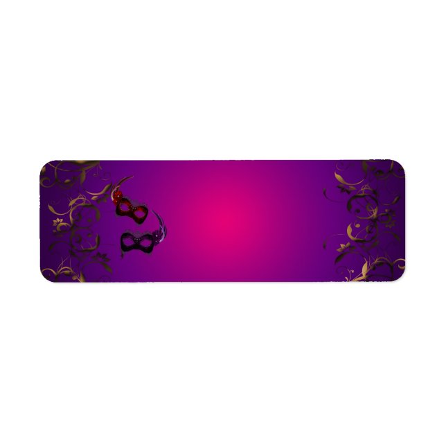 Gold Lila Masquerade Party Address Labels (Vorne)