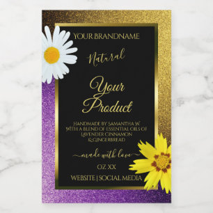 Gold Lila Metallic Glitzer Black Product Labels Lebensmitteletikett