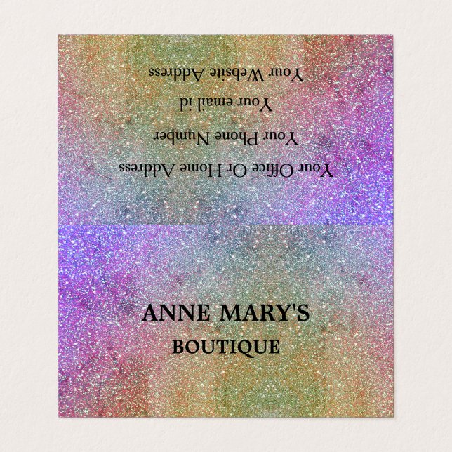 Gold Lila Pink Glitzer Glam Hair Salon Wellness-Ce Visitenkarten (Außenseite Aufgefaltet)
