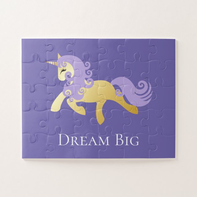 Gold Lila Unicorn Puzzle (Horizontal)