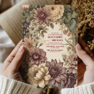 Gold Lila Vintage Wedding William Morris Einladung